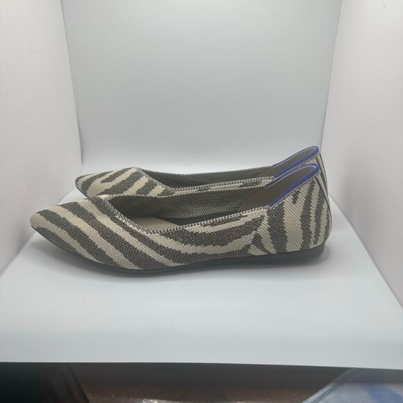 Rothy’s Gray Zebra Womens Retired Flats Pointed Toe Shoes Size 6W - Picture 10 of 12